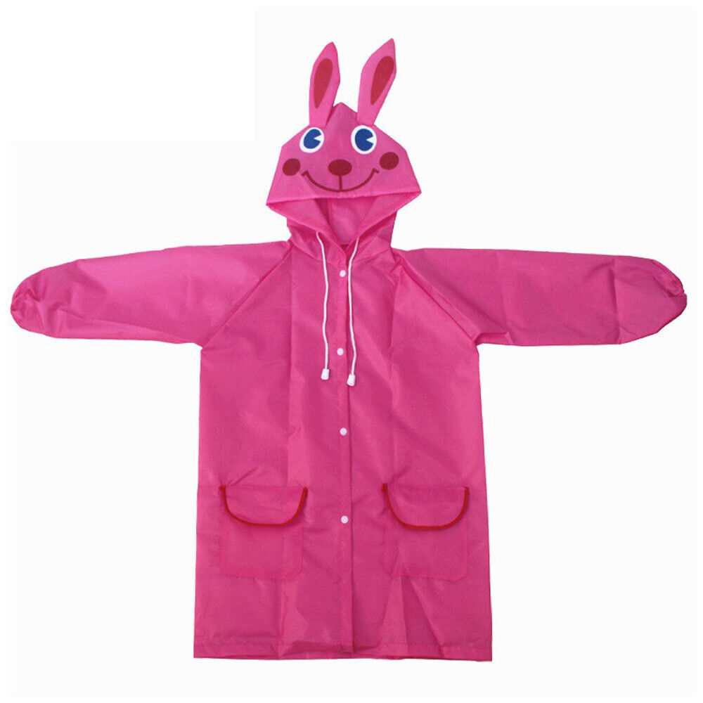 Toddler Girls Boys Baby Cartoon Raincoat Rain Hooded Poncho Coat Kids Outwear AU