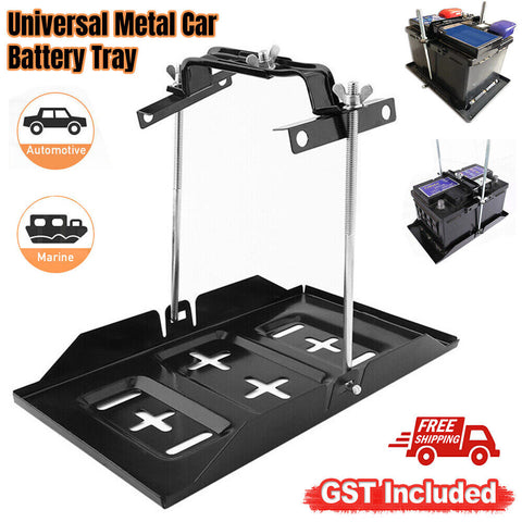 Universal Metal Car Battery Tray Adjustable Hold Down Clamp Bracket Kit Cycle AU