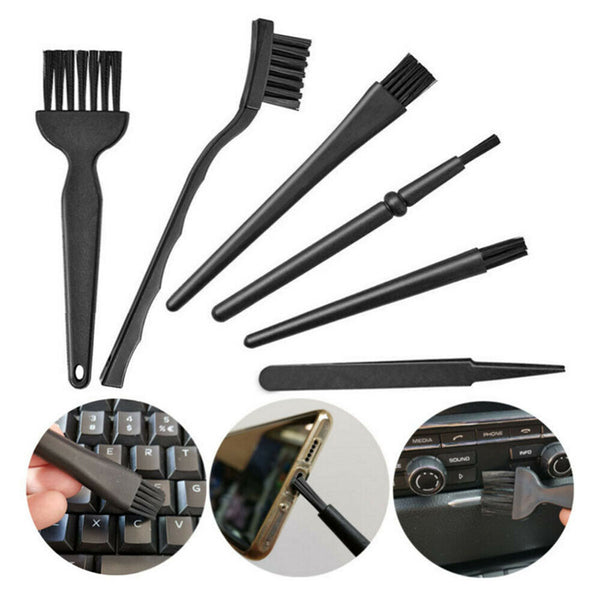 6pc Anti-Static Keyboard Cleaning Kit Black Plastic Laptop PC Dust Cleaner Brush