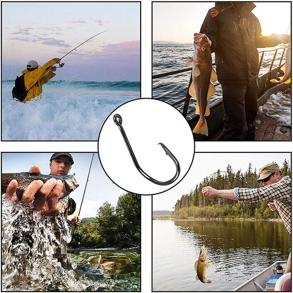 100-600x Octopus Beak Suicide Fishing Hooks Chemically Sharpened Tackle 3-12#