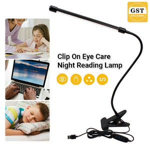 Clip On Desk Lamp Table Light Bedside Night Reading Led Eye Care USB Dimmable AU