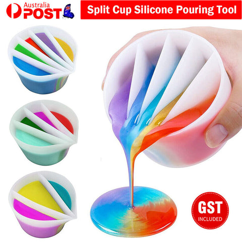 Split Cup Silicone Pouring Tool for Acrylic Paint Epoxy Resin DIY Art Craft Kit