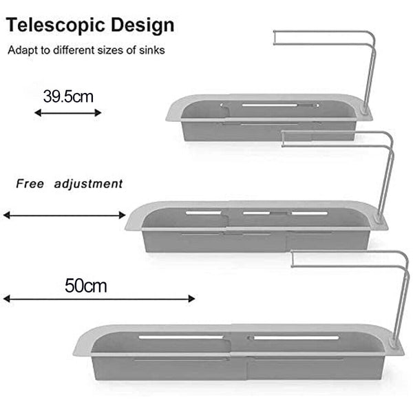 Telescopic Sink Rack Holder Expandable Storage For Soap + Sponge + Towel Kitchen