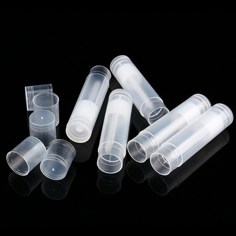 10/30/50/100x Empty lipstick Plastic Lip Balm Container Tubes Caps 5g DIY Balm T