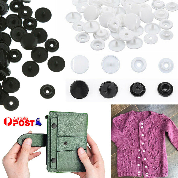 100 Set Size 20 T5 Plastic Resin Press Studs Snap Fasteners Poppers BLACK /WHITE