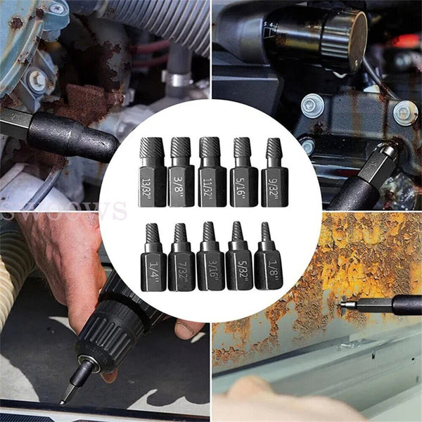 10X Damaged Screw Extractor Set Easy Out Broken Drill Bit Remover Kit Speed Out