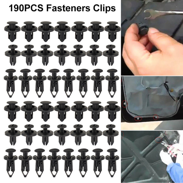 190x Car Trim Body Clips Kit Rivets Retainer Auto Panel Bumper Plastic Fastener