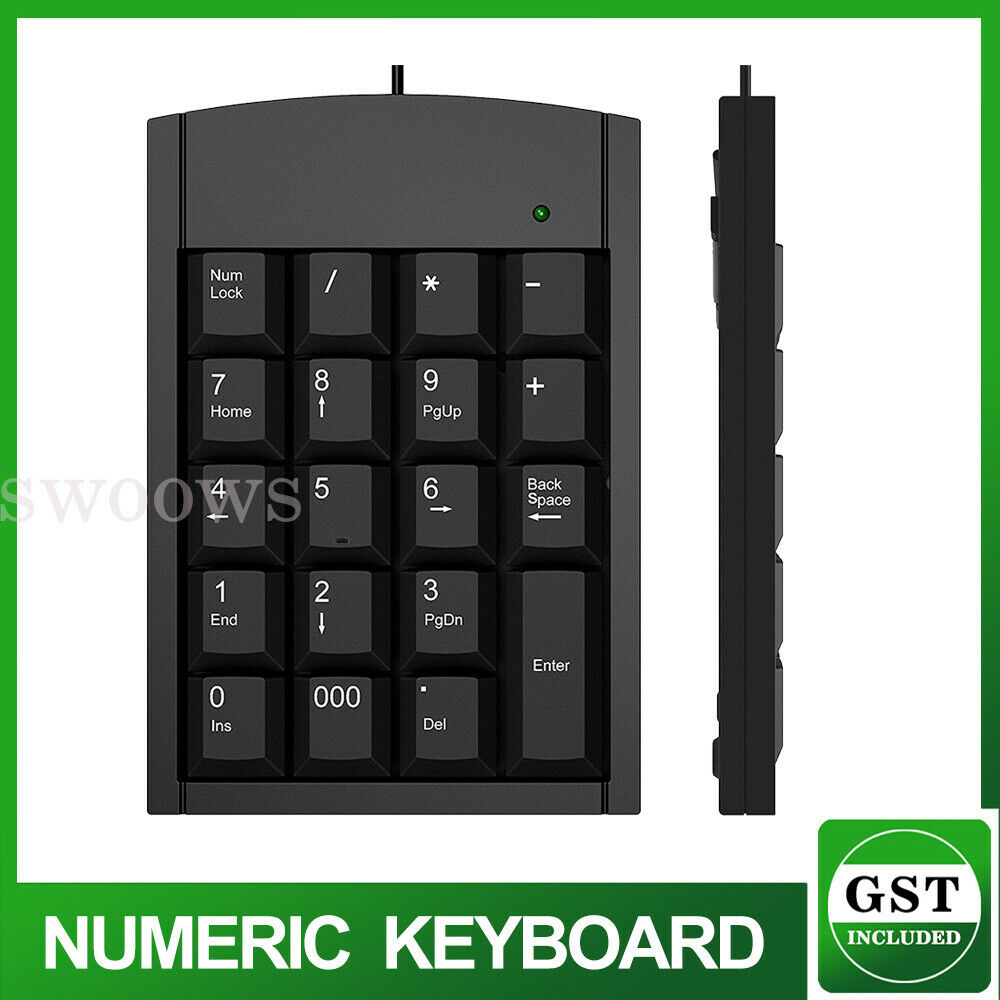 Numeric Keypad USB Wired Keyboard Number Pad for Laptop Desktop PC 19 key New