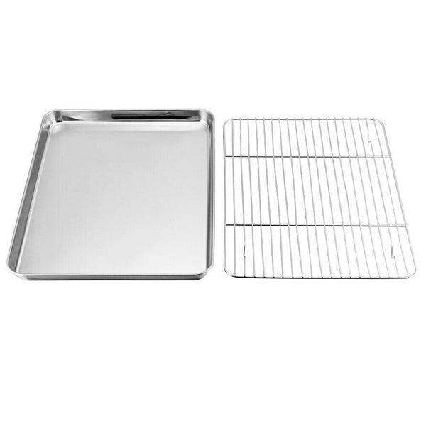 Stainless Steel Baking Tray Oven Pan with Cooling Rack Oven Tray Rack40*30*2.5cm