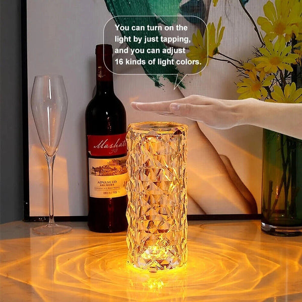 1/2PCS 3/16 Color Crystal LED Light Table Lamp Rose Diamond Touch Lamp with USB