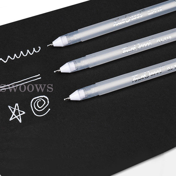 3Pcs White Gel Ink Marker Pen Drawing Art Fine Tip Sketching Painting Tool 0.8mm