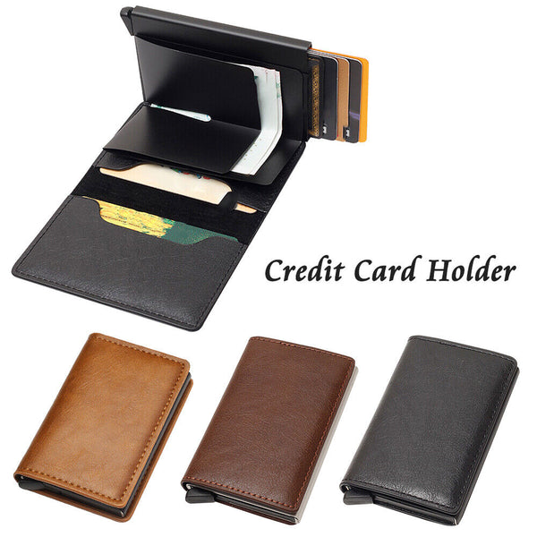 New Leather Credit Card Holder Men's Money Cash Wallet Clip RFID Blocking Purse