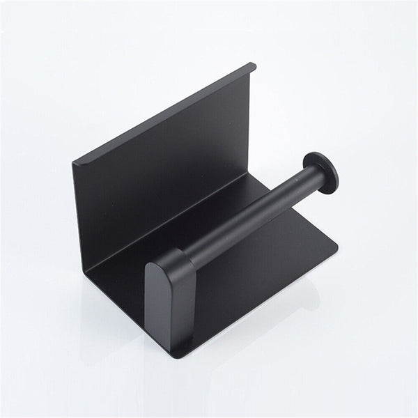 Stainless Steel Toilet Paper Roll Holder Storage Hooks Bathroom Washroom Black