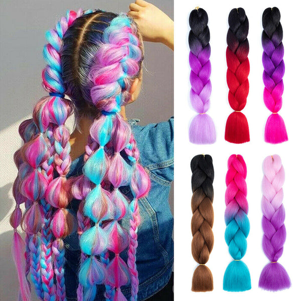 Women Coloured Jumbo Braiding Hair Extensions Braids Twist Hight Temperature