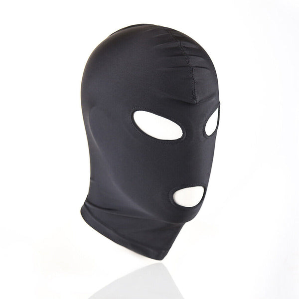 2x Black Face Mask Blindfold Head Mask Open Eye Mouth Adult Cosplay Gimp Mask