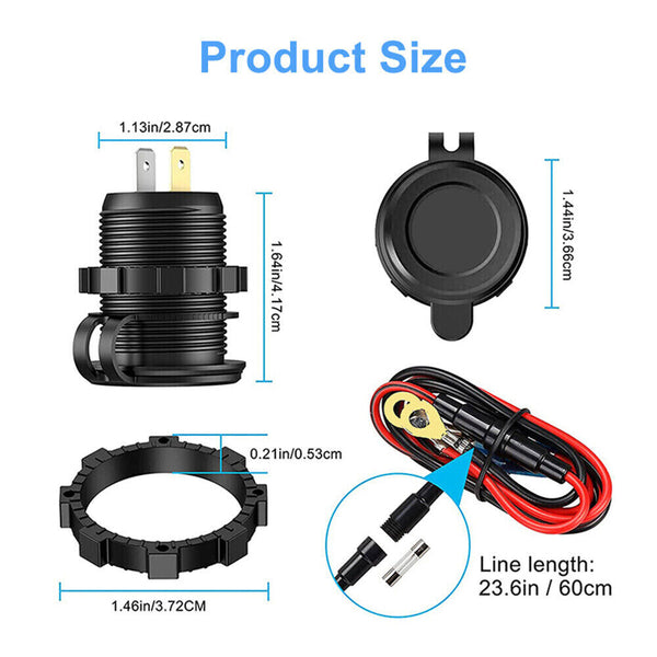 PD Type C USB Car Charger and QC 3.0 Charger 12V Power Outlet Socket ON/Off DF