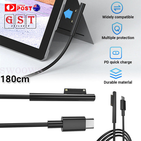 USB Type C Power Supply PD Fast Charger Adapter Cable for Microsoft Surface Pro