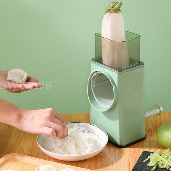 Kitchen Vegetable Food Manual Rotary Drum Grater Chopper Slicer Cutter Shredder