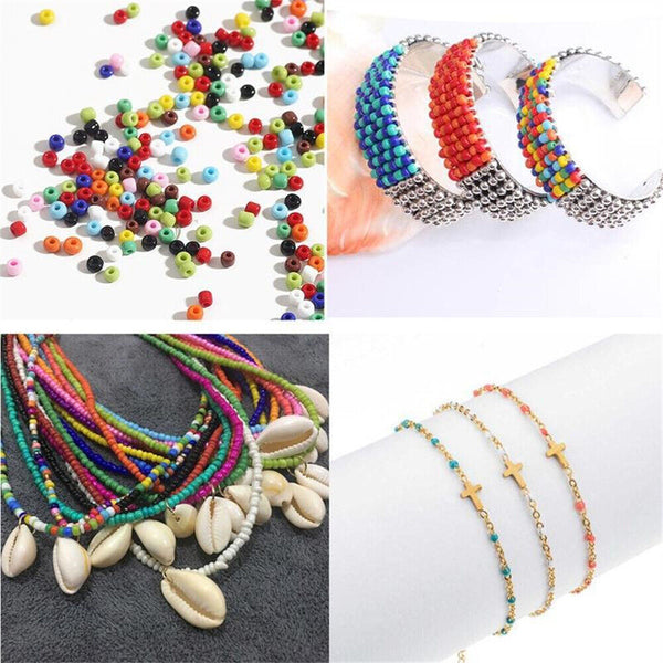 12000Pcs 3mm Glass Seed Beads 24 Colors Loose Beads Kit Bracelet Beads DIY