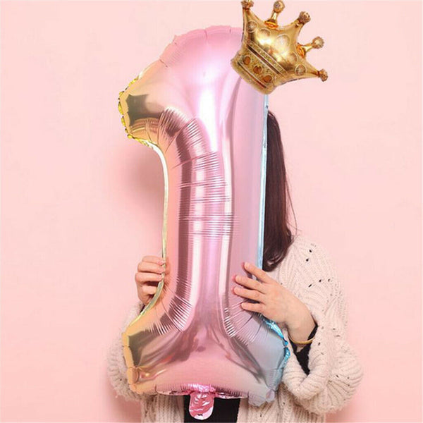 Crown Number Foil Balloons Number Ballon Happy Birthday Party Decoration 32 Inch