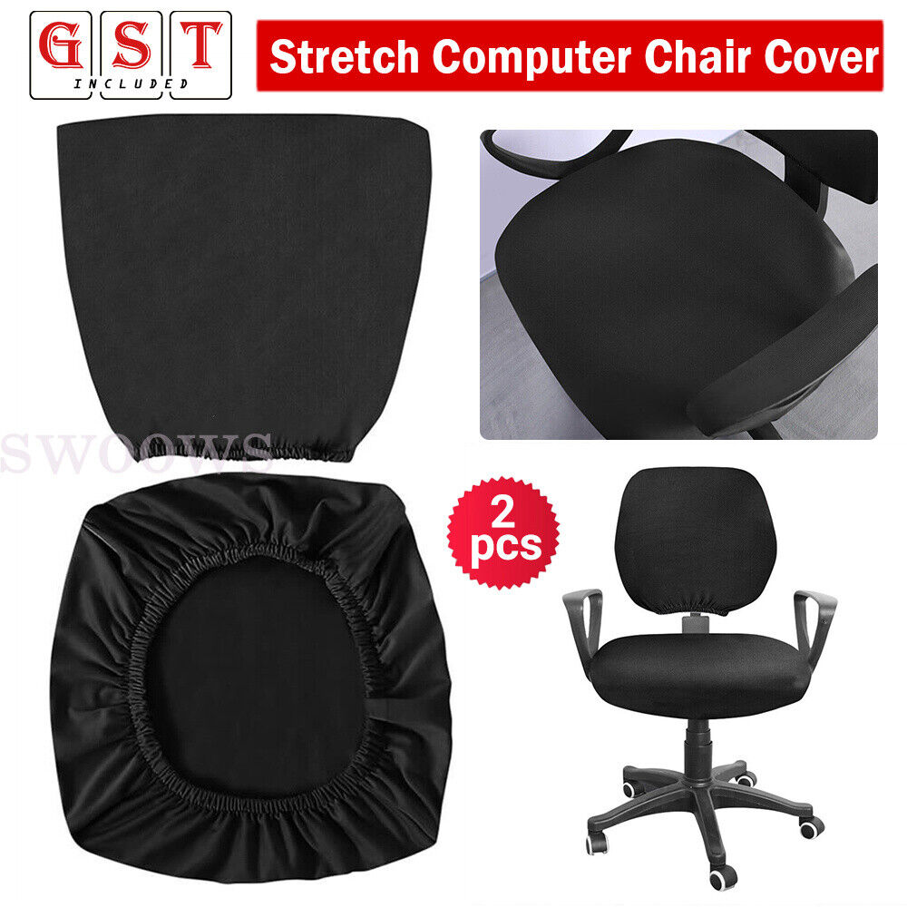 Set Spandex Stretch Computer Chair Cover Home Office Chairs Seat Case (Black)