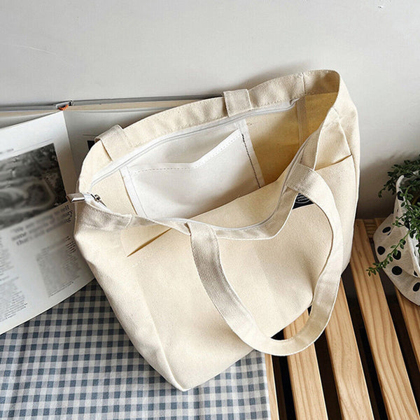 Women Canvas Tote Bag Casual Handbag Shoulder Bag Large Capacity Shopping Bag