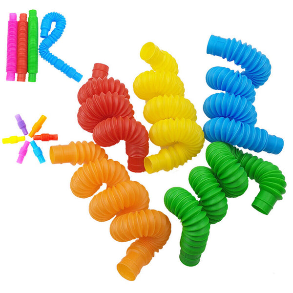 6Pcs Fidget Pop Tube Pip Sensory Stress Game Relief Toys Kids Tools Adults Chain