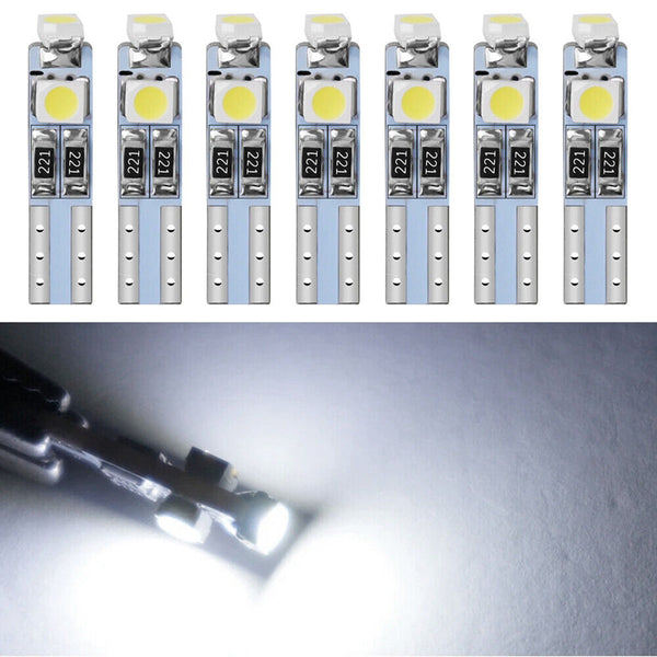 1-10pcs of T5 White 3 SMD SUPER BRIGHT 3528 LED Side Car Light Wedge Bulb DC 12V