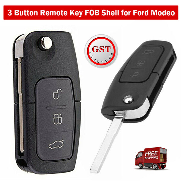 2x 3 Button Remote Key FOB Shell for Ford Falcon, Fiesta, Focus, Modeo Territory