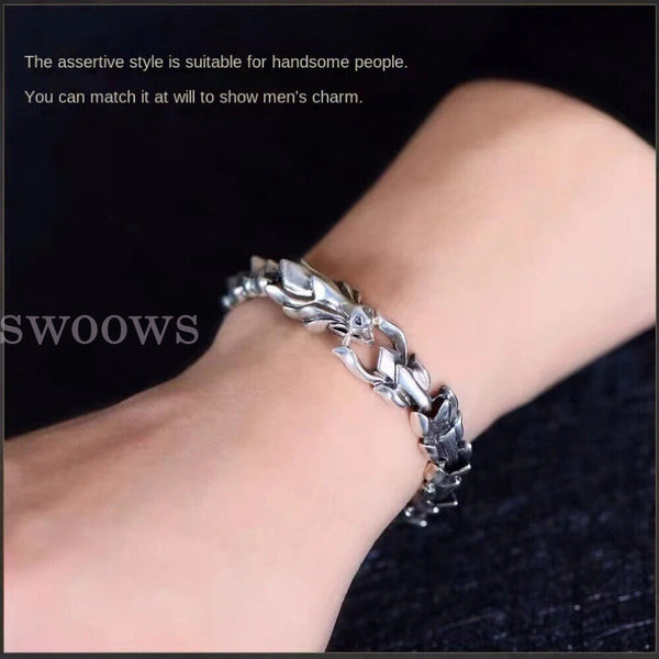 Viking Dragon Link Chain Bracelet Cool Stainless Steel Ouroboros Bangle Gift Men