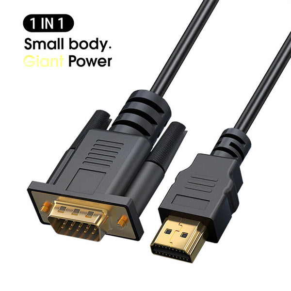 HDMI Male to VGA Male Cable Monitor Lead Full HD 1080P Converter Laptop Adapter