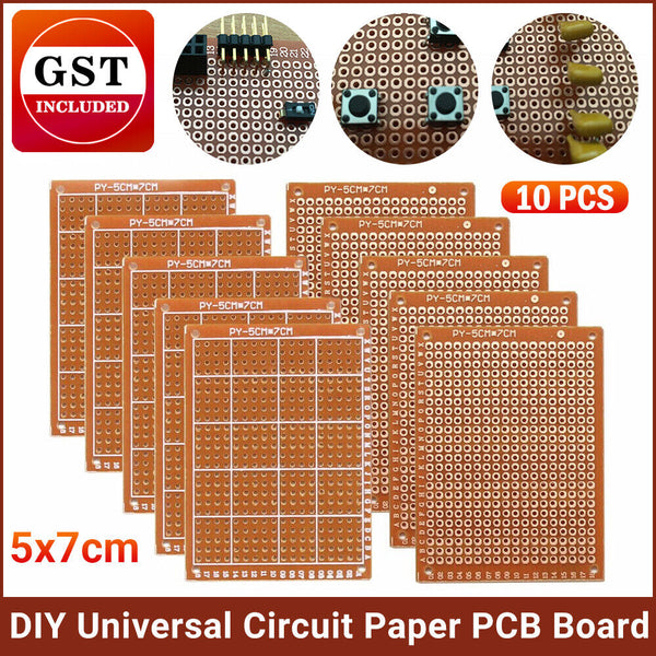 10X DIY 5x7cm Universal Circuit Paper PCB Board Breadboard Strip Prototype