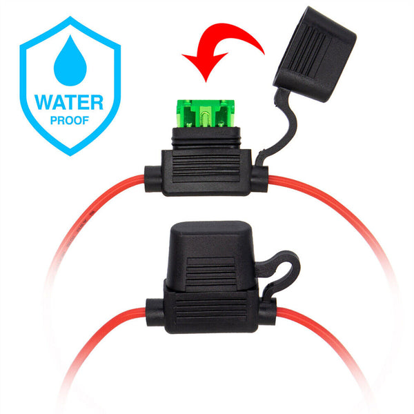 10Pcs 12V 40A Standard Blade Inline Fuse Holder with Water Proof Dustproof Cover