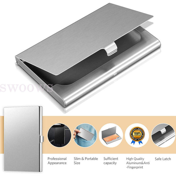 Stainless Steel Business Card Holder ID Name Credit Case Cover Metal Silver