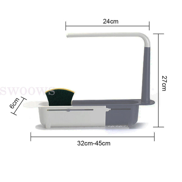 2x Telescopic Sink Rack Storage Holder Kitchen Expandable Drain Basket Organizer