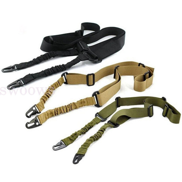 Tactical 2 Point Rifle Gun Sling Strap Adjustable Shotgun Belt Swivel Mount