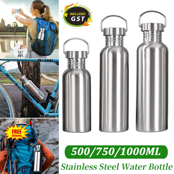 Stainless Steel Water Bottle Motivational Sports Drink Cup Flask 500/750/1000ml
