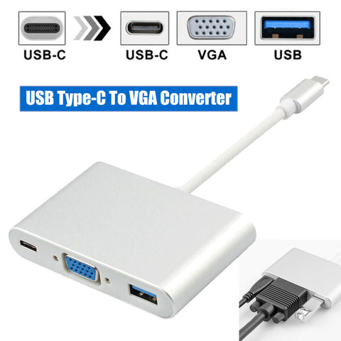 3IN1 Type-C to USB-C HDMI USB 3.0 Adapter Cable Hub For Mac Air Pro DF