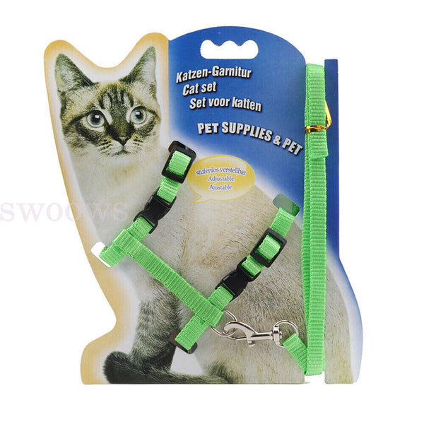 Pet Kitten Cat Walking Harness Lead Nylon Leash Safety Clip Adjustable Collar