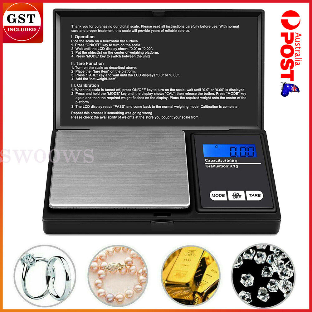 1000g/0.1g Gram Mini Pocket Electronic LCD Digital Weighing Scales Gold Jewelry