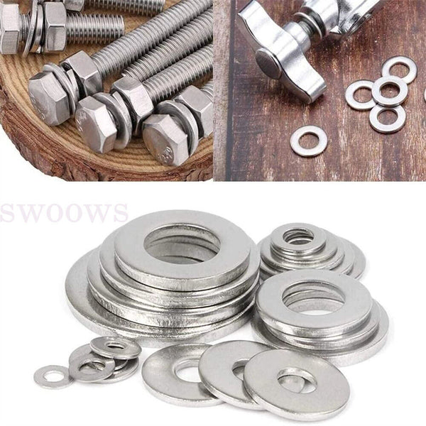 1 Box Kit Nut And Bolt Set Gasket Flat Ring Seal Stainless Steel Washer