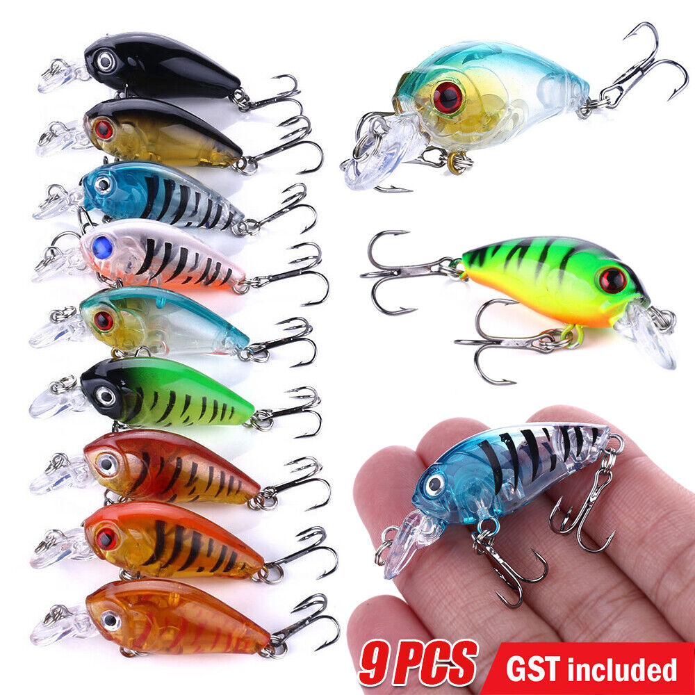 9PCS Fishing Lures For Bream Bass Trout Redfin Perch Cod Flathead Whiting Tackle