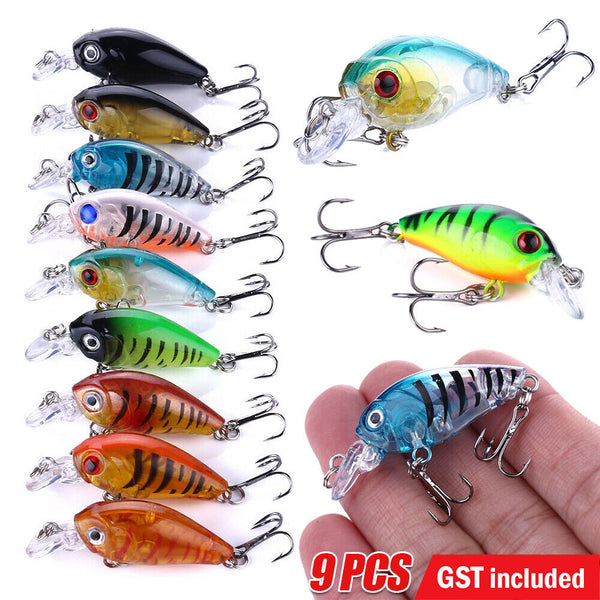 9PCS Fishing Lures For Bream Bass Trout Redfin Perch Cod Flathead Whiting Tackle