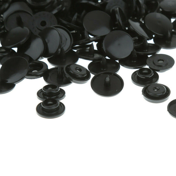 100 Set Size 20 T5 Plastic Resin Press Studs Snap Fasteners Poppers BLACK /WHITE