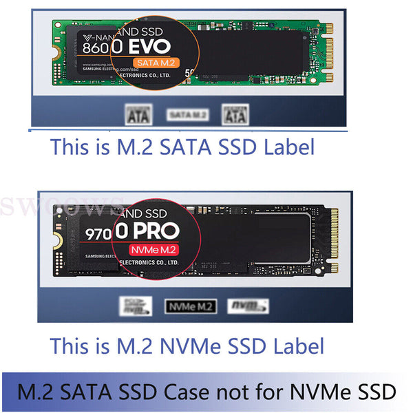 Aluminium M.2 NVMe SSD SATA TO USB 3.1 External Enclosure Storage Case Adapter