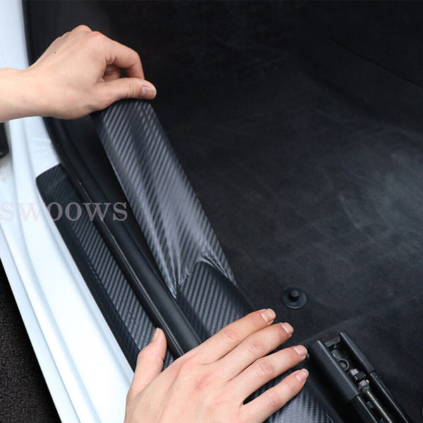 Car Door Sill Protector Edge Sticker Carbon Fiber Rubber DIY Bumper Guard Strip