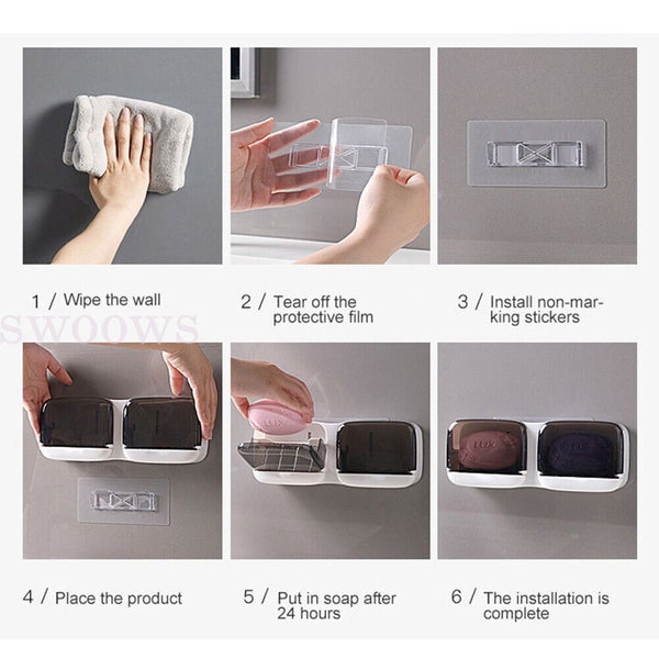 Wall-mounted Soap Dish Case Holders Storage Box Bathroom Shower Container Racks