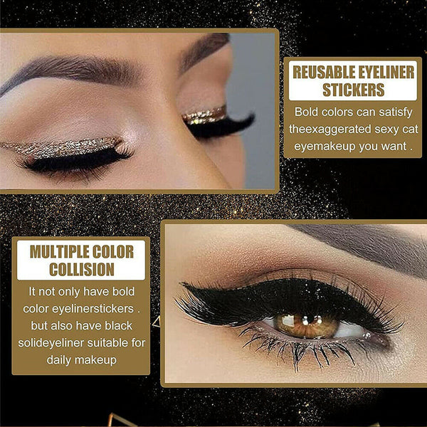 Reusable Eyeliner and Eyelash Stickers False Eyelashes Sequin Eye Shadow