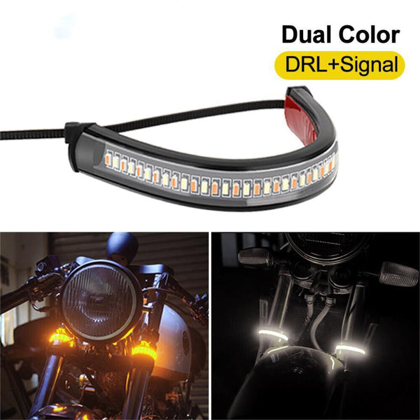 6X LED Motorcycle Fork Turn Signal Indicator Blinker Amber Light Strip Motorbike