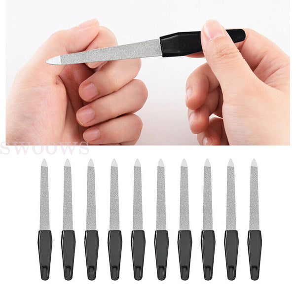 5/10pcs Dual Sided Stainless Steel Metal Nail File Art Pedicure Manicure Tool